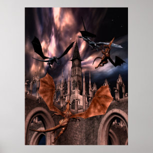 Fighting dragons poster