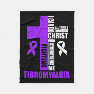 Fighting Fibro Fighter Christian Distressed Fleece Blanket