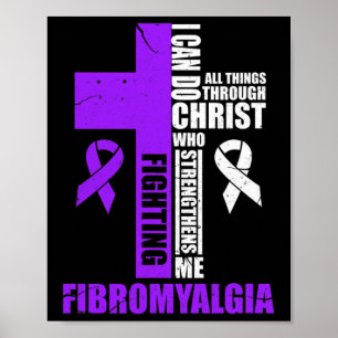 Fighting Fibro Fighter Christian Distressed Poster