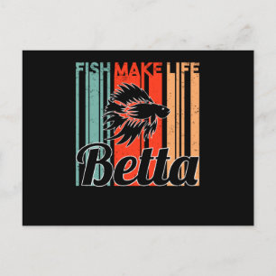 Fighting Fish Aquarium Betta Aquarist Retro Postcard