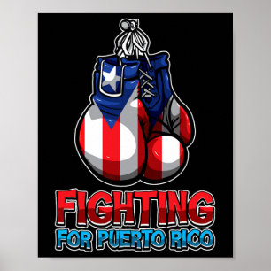 Fighting For Puerto Rico - Puerto Rican Flag - Box Poster