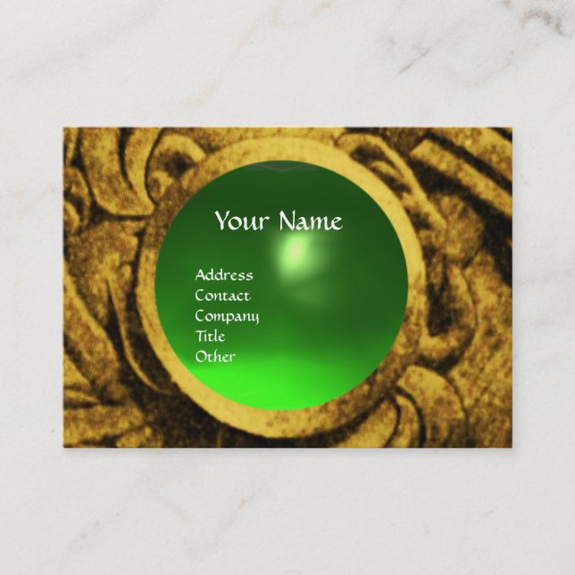 FIGHTING GRYPHONS MONOGRAM Gold Green Emerald Business Card (Front)