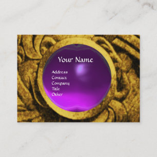 FIGHTING GRYPHONS MONOGRAM Gold Purple Amethyst Business Card