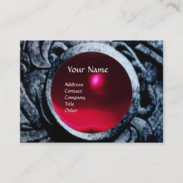 FIGHTING GRYPHONS MONOGRAM platinum black red ruby Business Card (Front)