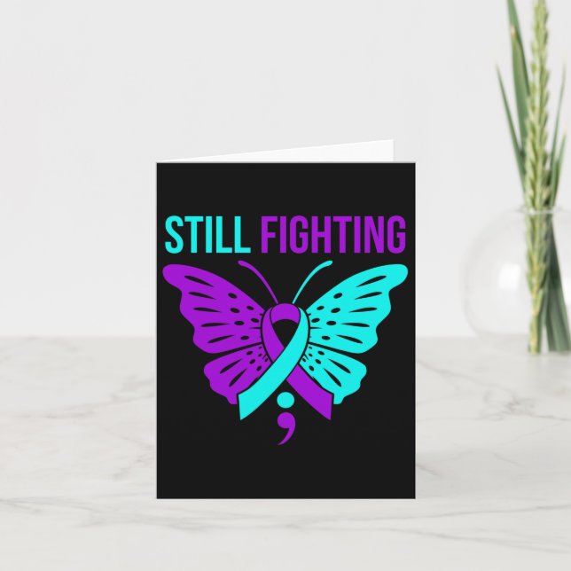 Fighting Happy Suicide Awareness Support Graphic  Card (Front)
