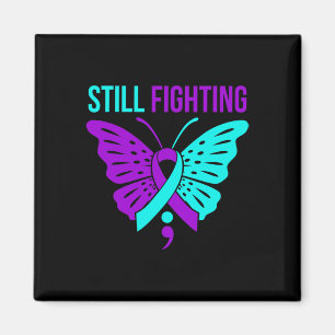 Fighting Happy Suicide Awareness Support Graphic  Magnet