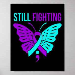 Fighting Happy Suicide Awareness Support Graphic  Poster