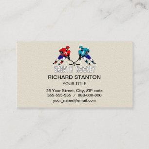 Fighting hockey players business card