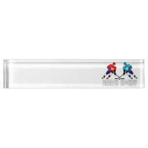 Fighting hockey players nameplate