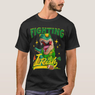 Fighting Irish Footbyll Vintage Dinosaur For Kids  T-Shirt