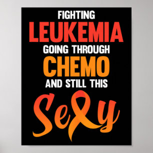 Fighting Leukaemia Awareness Orange Ribbon Support Poster