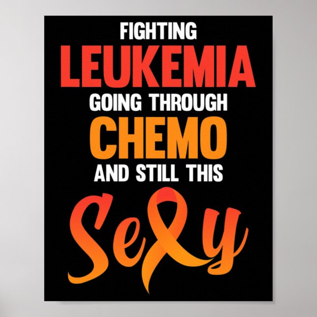Fighting Leukaemia Awareness Orange Ribbon Support Poster (Front)