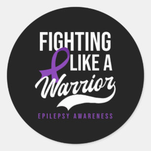 Fighting Like Warrior Design Epilepsy Awareness Classic Round Sticker