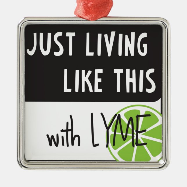 Fighting LYME disease Metal Tree Decoration (Front)