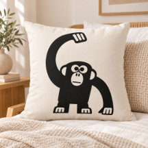 Fighting Monkey Throw Pillow