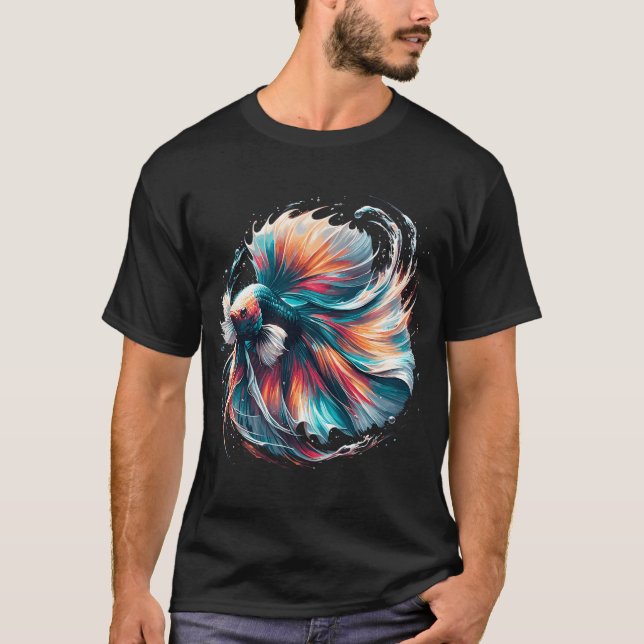 Fighting My Demons Betta Fish Mirror Meme T-Shirt (Front)