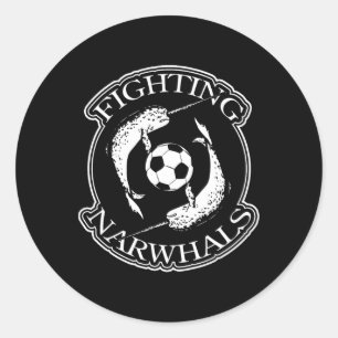 Fighting Narwhals Soccer  Classic Round Sticker