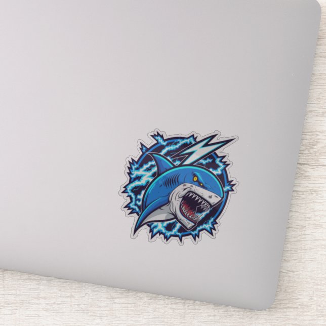 Fighting Ninja Shark illustration Sticker (Detail)
