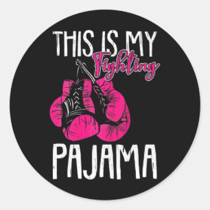 Fighting Pajama Breast Cancer Awareness Ribbon War Classic Round Sticker