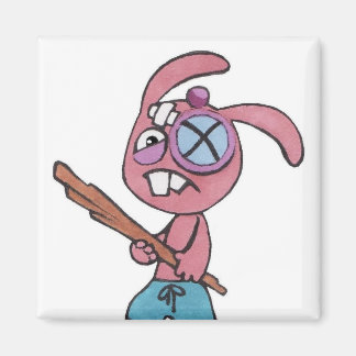 Fighting Rabbit 2inch Square Magnet