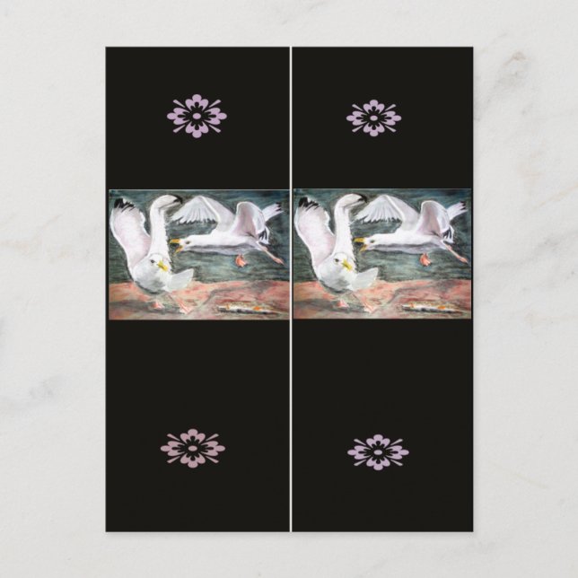 Fighting Seagulls Bookmark Postcard (Front)