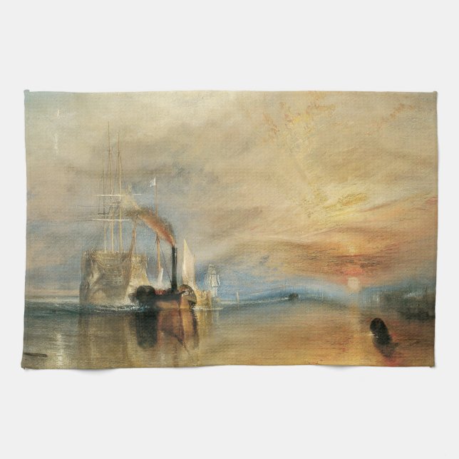 Fighting Temeraire by Joseph Turner, Maritime Art Tea Towel (Horizontal)