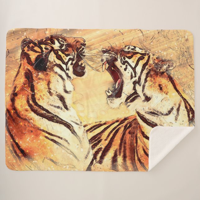 Fighting Tigers Sherpa Blanket (Front (Horizontal))
