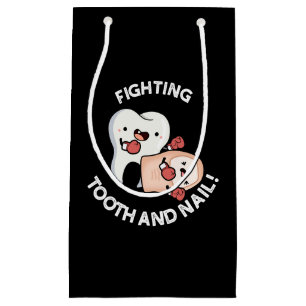 Fighting Tooth And Nail Funny Boxing Puns Dark BG Small Gift Bag
