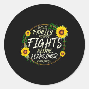 Fights Alone. Family Support. Alzheimerheimer Awar Classic Round Sticker