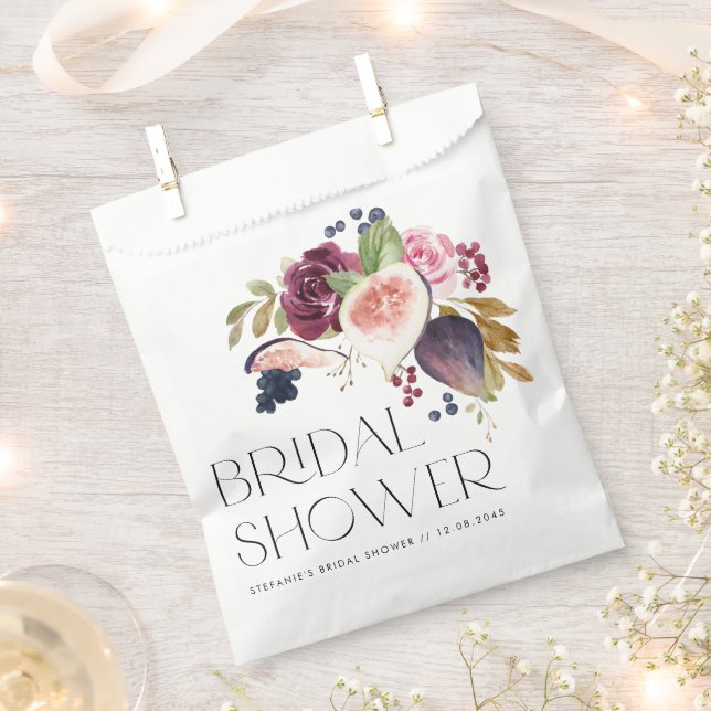 Figs and Berry Autumn Floral Bridal Shower Favour Bag (Clipped)