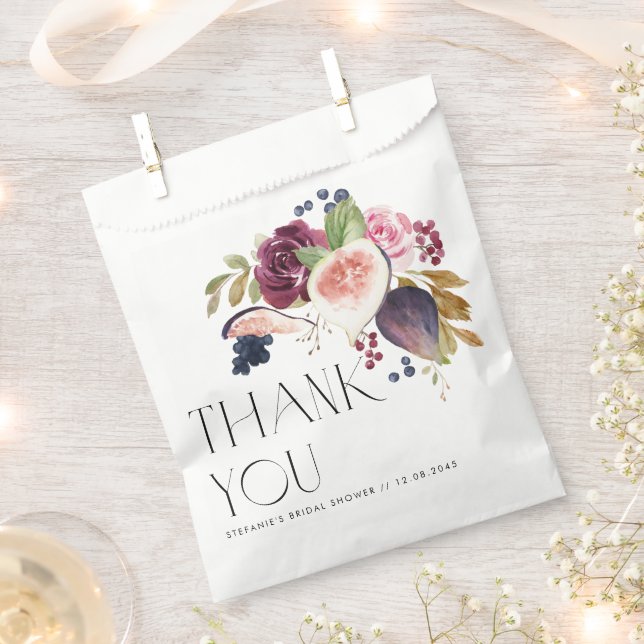 Figs and Berry Floral Bridal Shower Thank You Favour Bag (Clipped)
