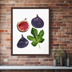 Figs Fall Fruity Watercolor Art Poster