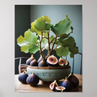 Figs in a Blue Bowl on a Rustic Table
