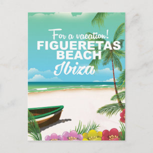 Figueretas Beach Ibiza beach poster Postcard