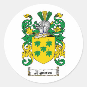 FIGUEROA FAMILY CREST -  FIGUEROA COAT OF ARMS CLASSIC ROUND STICKER