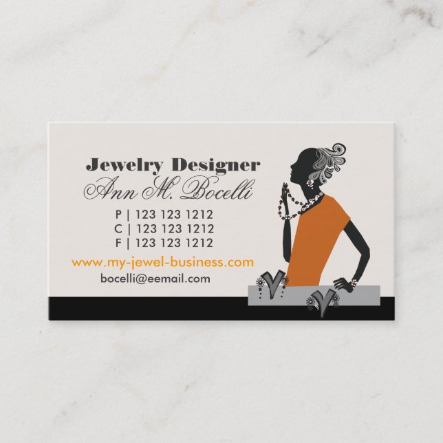 Figurative  Beads Jewellery Designer Artist Business Card (Front)