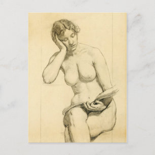 Figure drawing - woman reading postcard