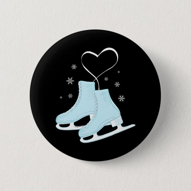 Figure Ice Skating Heart Figure Skater Love 6 Cm Round Badge (Front)