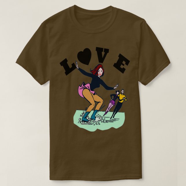 Figure Ice Skating Heart Figure Skater Love Gift 9 T-Shirt (Design Front)