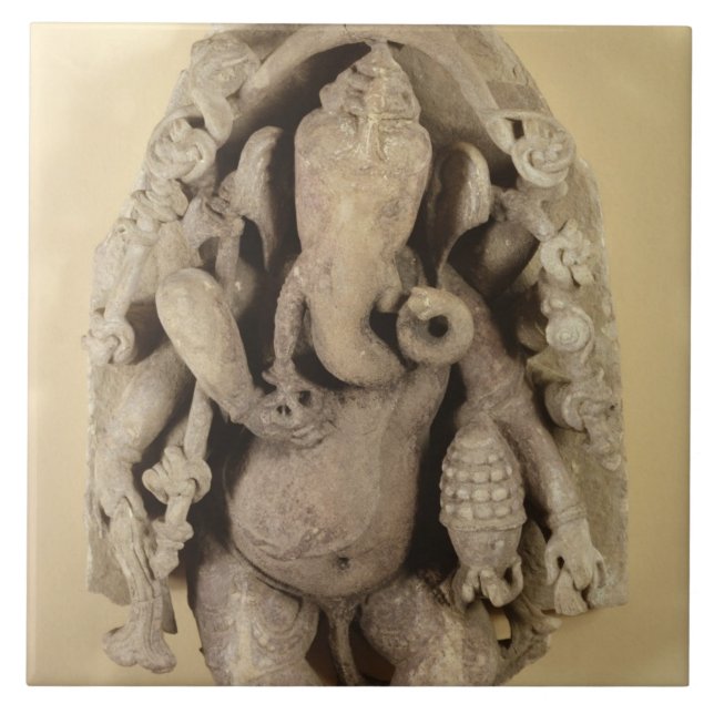 Figure of Ganapati, Chandella Dynasty (sandstone) Ceramic Tile (Front)