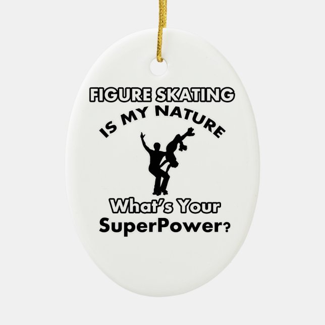 figure skate design ceramic tree decoration (Front)