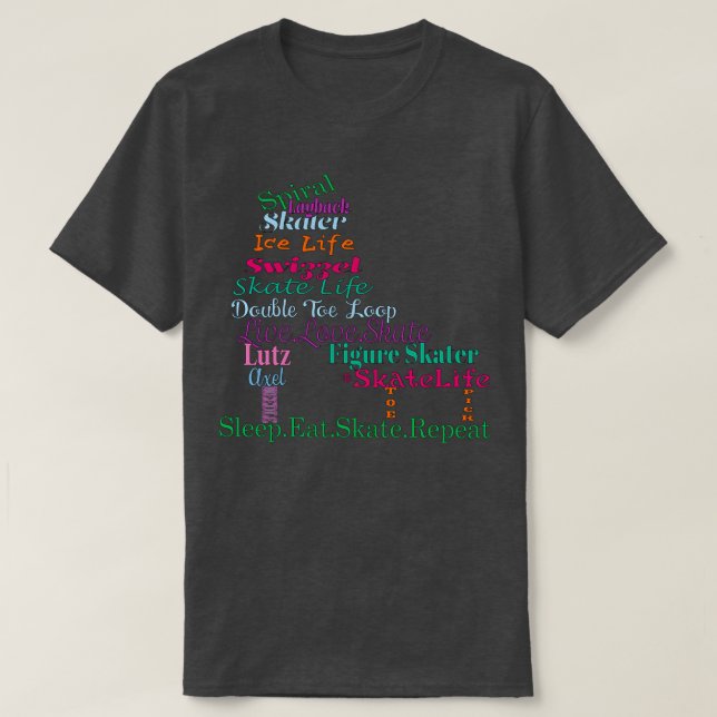 Figure Skate Words Digital Design T-Shirt (Design Front)