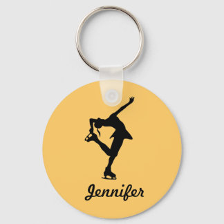 Figure Skater Girl & Name Key Chain (Peach)