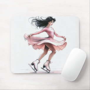 Figure Skater Girl With Ice Skates Mouse Pad
