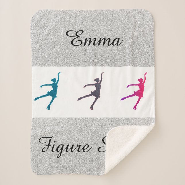 Figure Skater / Ice Skating Glitter Sherpa Blanket (Front)
