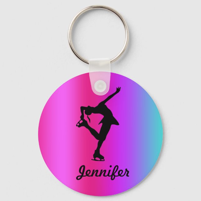 Figure Skater Name Key Chain (Pink, Purple, Blue) (Front)