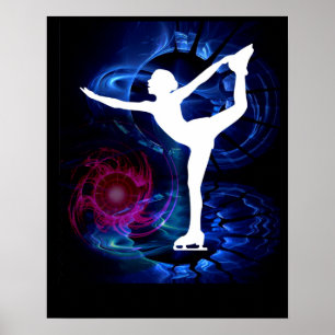 Figure Skater on Technicolor Ice Poster