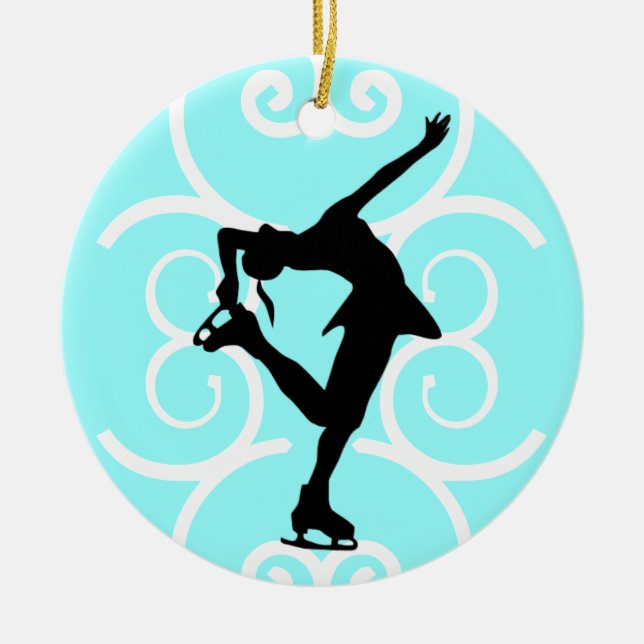Figure Skater Ornament - Ice Blue - personalise it (Front)