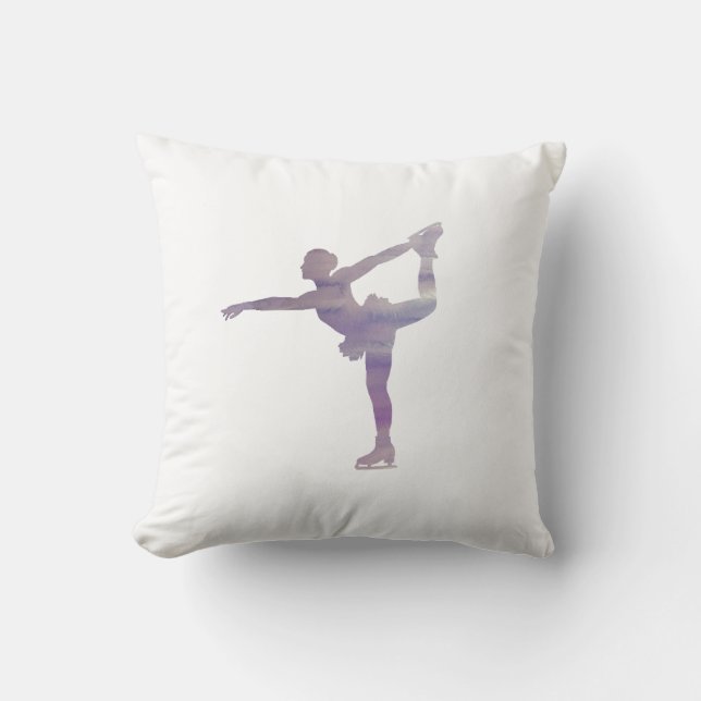 Figure Skater Painting Purple Throw Pillow (Front)