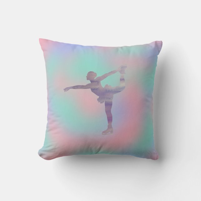 Figure Skater Painting Purple Throw Pillow (Front)